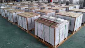 Packaged SPC flooring material ready for project supply