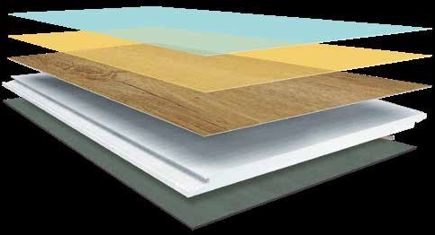 Rigid core vinyl flooring layer structure with UV coating wear layer SPC core and IXPE backing